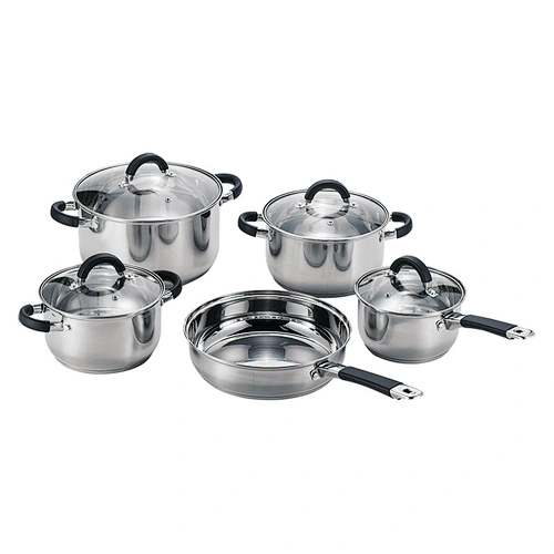 Stainless steel cookware set  with silicone handles and knobs